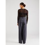 Broek - Wide Leg Fit - Mid Waist - Geplooid Detail - Zwart - Katoen