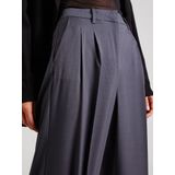 Broek - Wide Leg Fit - Mid Waist - Geplooid Detail - Zwart - Katoen