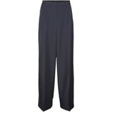 Broek - Wide Leg Fit - Mid Waist - Geplooid Detail - Zwart - Katoen