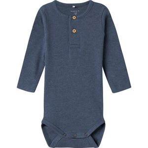 Name It Romper l/æ - Noos - Rib - NbmKab - Bering Sea/Melange - Name It - 50 - Romper L/S