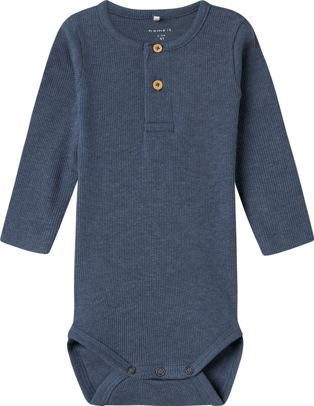 Name It Romper l/æ - Noos - Rib - NbmKab - Bering Sea/Melange - Name It - 50 - Romper L/S