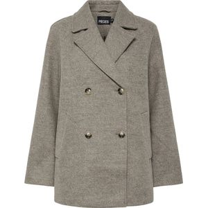 Pieces - Marbel - Jas - Groen - Polyester - Revers - Dubbele Rij Knopen