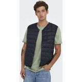 Gilet - Zwart - 100% Nylon - Hoge Hals - Lange Mouwen - Knoopsluiting