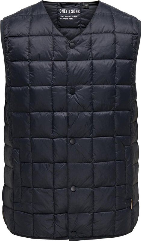 Gilet - Zwart - 100% Nylon - Hoge Hals - Lange Mouwen - Knoopsluiting