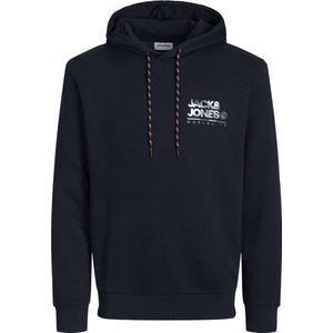 JACK & JONES Jjluke Sweat Hood capuchontrui voor heren, Navy Blazer/Print: small, S