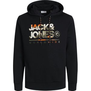 JACK & JONES Heren hoodie met logo, zwart, S, zwart.