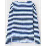 T-shirt - Gestreept - Ribgebreid - Slim Fit - O-hals - Lange Mouwen