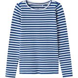 T-shirt - Gestreept - Ribgebreid - Slim Fit - O-hals - Lange Mouwen