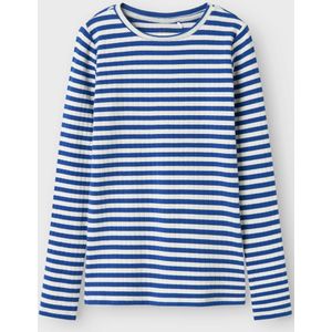 T-shirt - Gestreept - Ribgebreid - Slim Fit - O-hals - Lange Mouwen