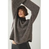 Vila - Lory - Gebreide Top - Hoge Hals - Lange Mouwen - Jacquard Detail