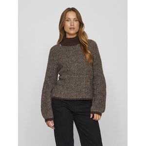 Vila - Lory - Gebreide Top - Hoge Hals - Lange Mouwen - Jacquard Detail