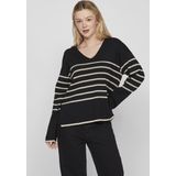 Vila Trui Viostria V-neck Rev Top-noos 14094190 Black Beauty/feather Grey Dames