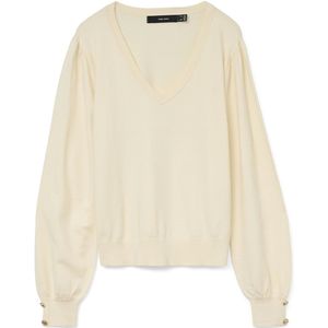 VERO MODA - VMHOLLYKARIS - Trui - Lichtbeige - V-hals - Lange Mouwen