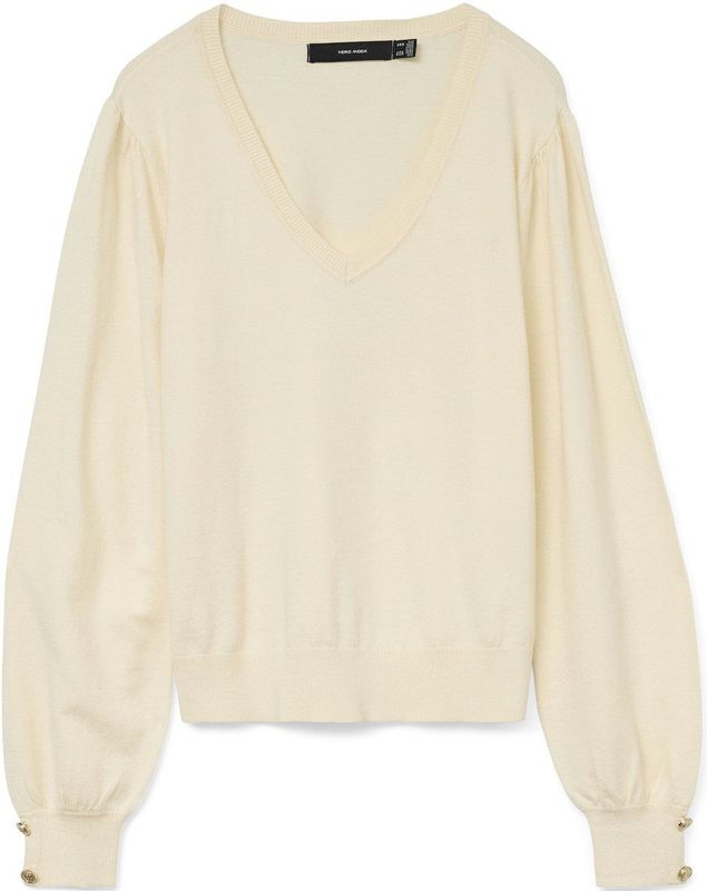 VERO MODA - VMHOLLYKARIS - Trui - Lichtbeige - V-hals - Lange Mouwen