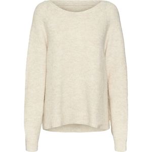 VERO MODA - Trui - Ecru - Polyester - Lange Mouwen - Knoopsluiting
