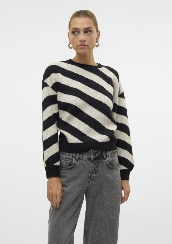 Vero Moda Trui Vmlara Ls O-neck Pullover Ga Boo Re 10310862 Black/birch Dames
