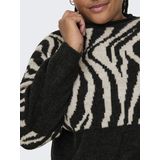 Only Carmakoma Carjade Animal o-Neck Knt Noos Dames Trui - Pirate Black Whitecap Gray