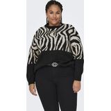 Only Carmakoma Carjade Animal o-Neck Knt Noos Dames Trui - Pirate Black Whitecap Gray