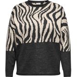 Only Carmakoma Carjade Animal o-Neck Knt Noos Dames Trui - Pirate Black Whitecap Gray