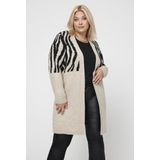 Only Carmakoma Carjade Zebra Cardigan Knt Noos Dames Vest - Whitecap Gray Pirate Black