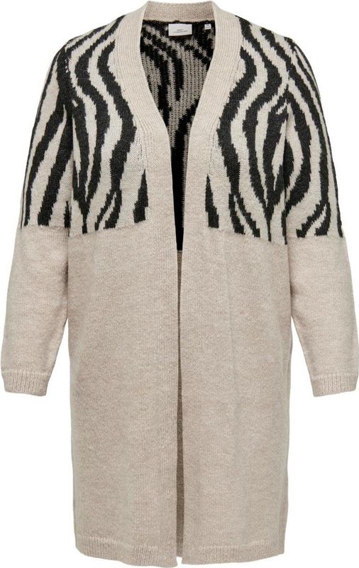 Only Carmakoma Carjade Zebra Cardigan Knt Noos Dames Vest - Whitecap Gray Pirate Black