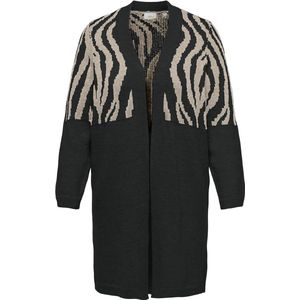 Only Carmakoma Carjade Animal Cardigan Knt Noos Dames Vest - Black Whtecap Gray