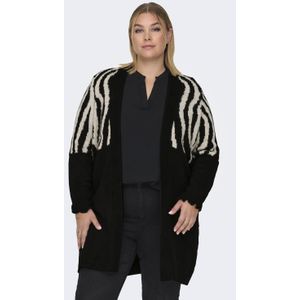 Only Carmakoma Carjade Animal Cardigan Knt Noos Dames Vest - Black Whtecap Gray