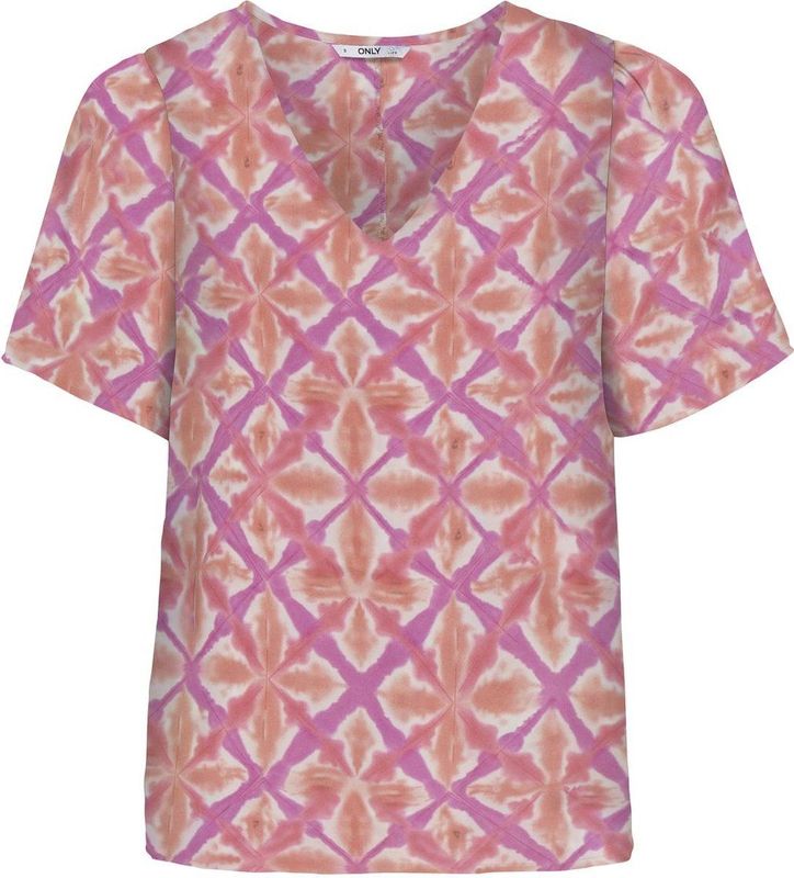 Only - Onlalma Life - T-shirt - Sachet Pink - V-hals