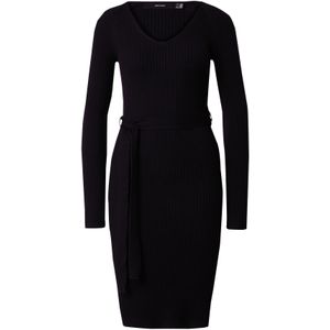 Gebreide Jurk - V-hals - Lange Mouwen - Knielengte - 50% Viscose