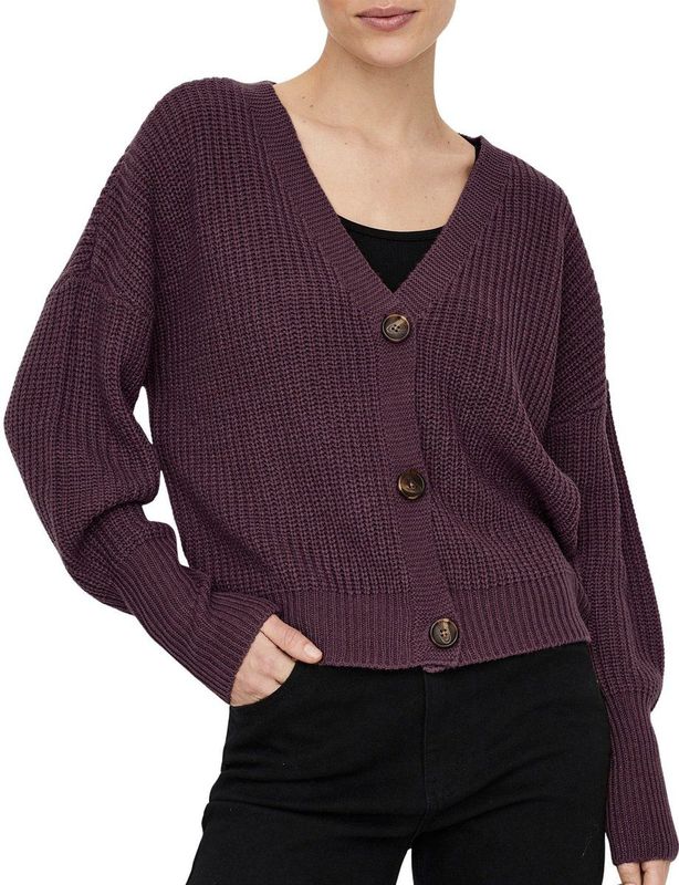 Vero Moda - Vmlea LS V-Neck Cuff Cardigan - Bordeaux - Damesvest