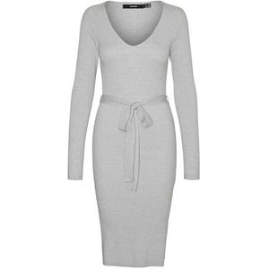 VERO MODA Gebreide damesjurk VMSABA midi-jurk, lichtgrijs gem., XXL
