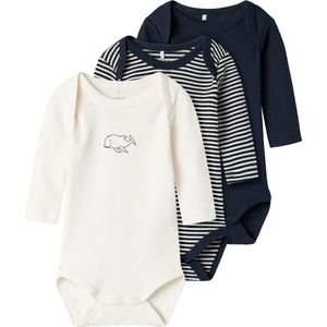 NAME IT NBNBODY 3P LS Y/D CORE 2 NOOS Unisex Body - Verfrissende Kleuren - Ribtricot - Lange Mouwen