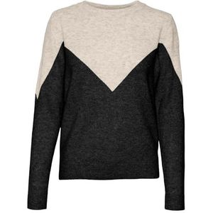 VERO MODA Vmplaza Ls Block Pullover Ga Boo Sweater voor dames, Berken/detail: w. Black Blocking