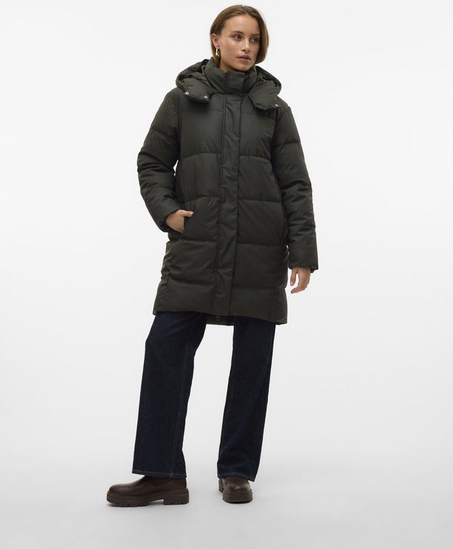 VERO MODA - VMGRETAKYLIE COATED COAT NOOS - Gewatteerde Jas - Zwart - Gerecycled Polyester Vulling