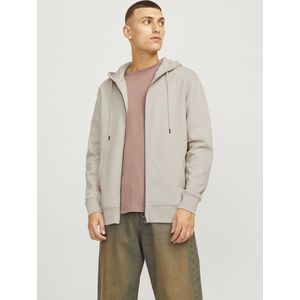 JACK & JONES Star basic sweat zip hood regular fit, heren sweatvest katoenmengsel met capuchon, beige