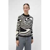 Object Trui Objray Knit Pullover Aop Noos 23040958 Black/sandshell Dames