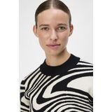 Object Trui Objray Knit Pullover Aop Noos 23040958 Black/sandshell Dames