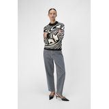 Object Trui Objray Knit Pullover Aop Noos 23040958 Black/sandshell Dames