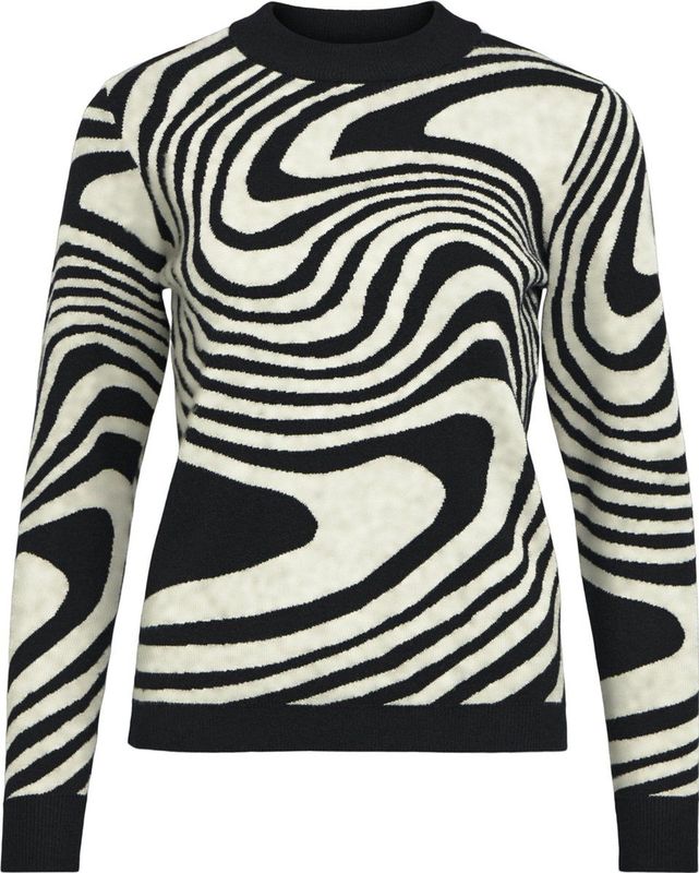 Object Trui Objray Knit Pullover Aop Noos 23040958 Black/sandshell Dames