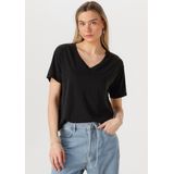 Object Objannie Re V-neck Top Tops & T-shirts Dames - Shirt - Zwart - Maat S