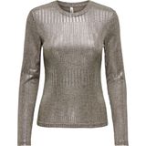 ONLMIRINDA L/S O-Neck TOP JRS, Humus/Detail: melange + Silver Metallic, M