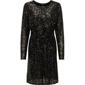 ONLANA L/S riem pailletten jurk JRS, Zwart/Detail: zwart + gouden pailletten, XS