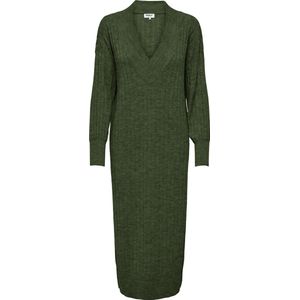 Tricot Jurken - Mélange - Knitwear - V-hals - Lange Mouw - Losse Pasvorm