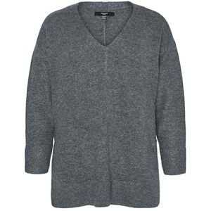 VERO MODA CURVE Dames Vmcfiluca Ls V-NCK Long Pull Ga Cur Noos Pullover, Balsem Green/Detail: melange, 48-50 Grote maten