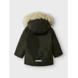 Name It - Millo - Parka - Groen - Gebreide Stof - Lange Mouwen - Afneembare Capuchon
