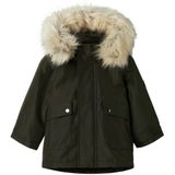 Name It - Millo - Parka - Groen - Gebreide Stof - Lange Mouwen - Afneembare Capuchon