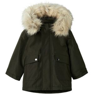 Name It - Millo - Parka - Groen - Gebreide Stof - Lange Mouwen - Afneembare Capuchon