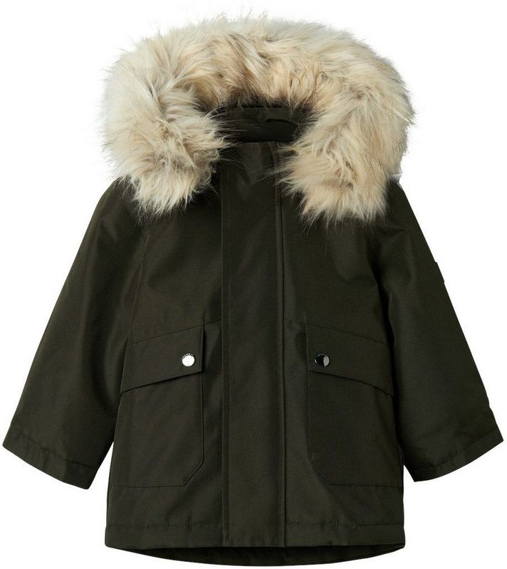 Name It - Millo - Parka - Groen - Gebreide Stof - Lange Mouwen - Afneembare Capuchon