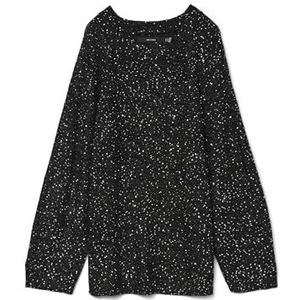VERO MODA Vmleilani New Ls ronde hals lange trui voor dames, gebreide trui (1 stuk), zwart., M