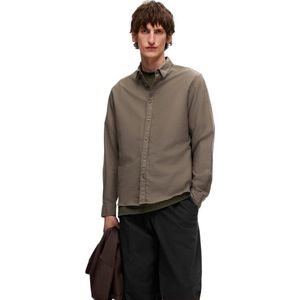 Selected Homme Heren Overhemd SLHSLIMOWEN-FLANNEL slim fit Bruin XXL Volwassenen